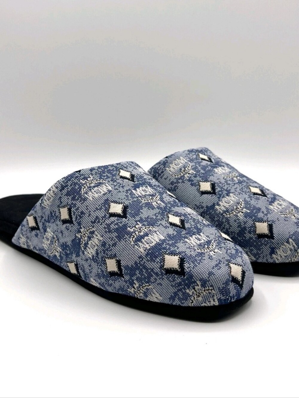 MCM Unisex Blue Monogram Denim Room Slippers / NEW! - Picture 4 of 6